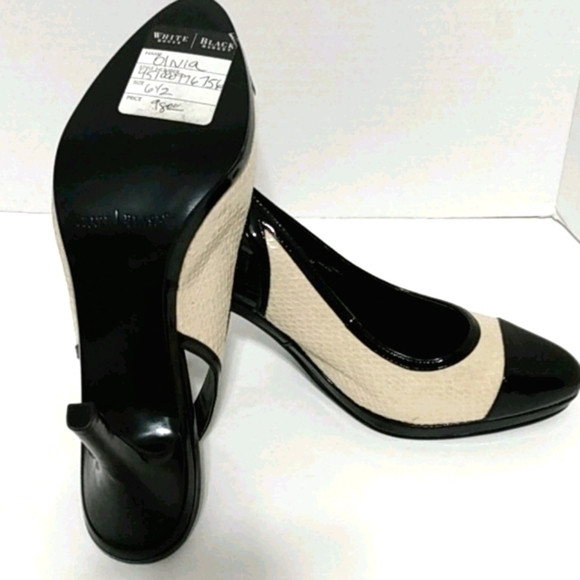 Elegant Black and Cream Women's Slingback Heels - Picture 10 of 15
